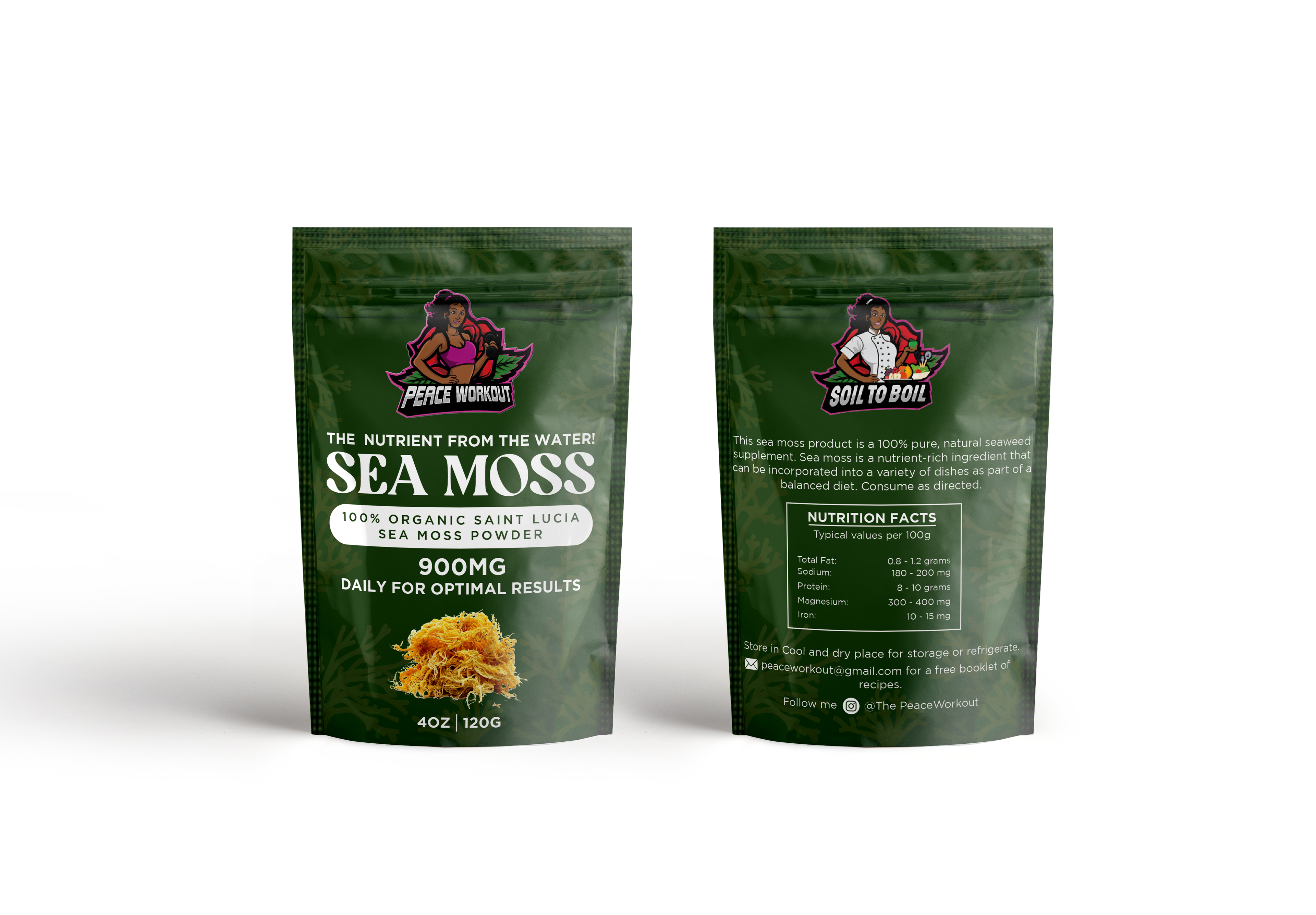 Peace Workout Sea Moss — 100% Organic Saint Lucia Sea Moss Powder, 4oz